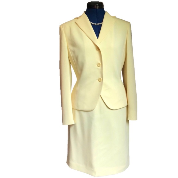 Petite Sophisticate Dresses & Skirts - Pastel Yellow Two Piece Skirt Suit